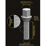 Wheel Bolt Set M12x1.5 60Deg Taper Seat 17mm Head - Set of 10